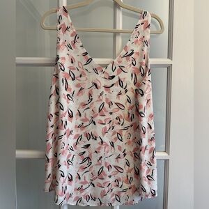RW&CO. Pink and Black Floral Sleeveless Top